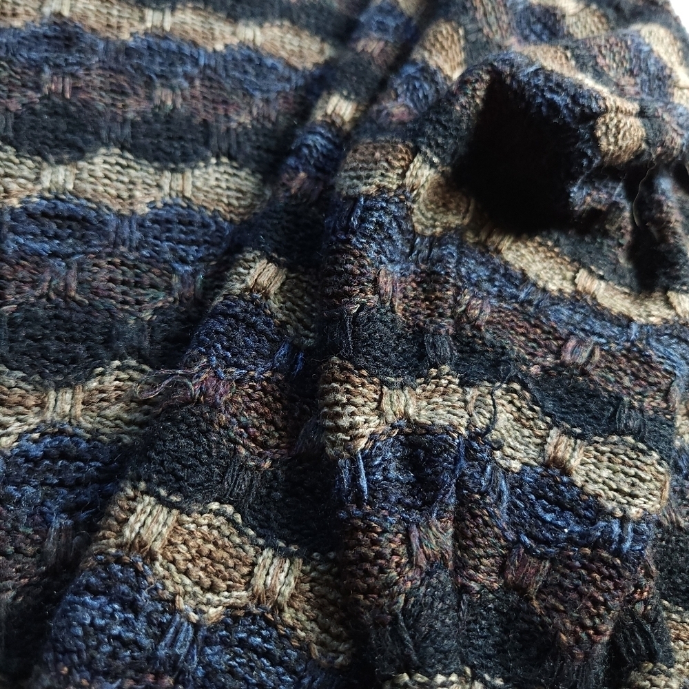 Striped Knit Muted Colored Grandpa Sweater - Picture 4 of 4